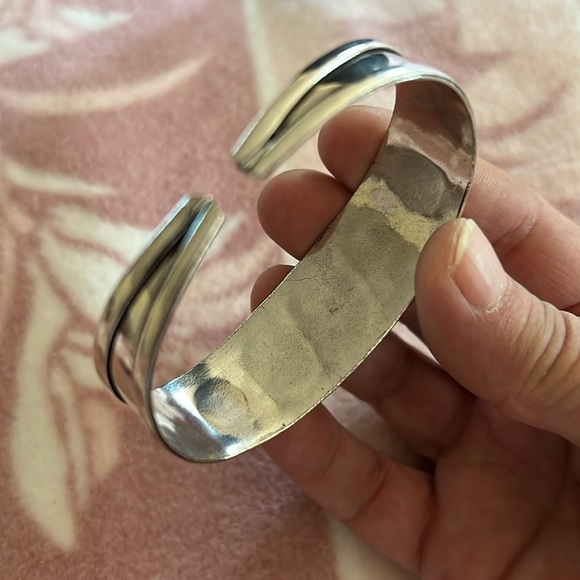 Boho Tribal Statement Cuff Bracelet – Silver-Tone with Blue Cabochons - Picture 2 of 3